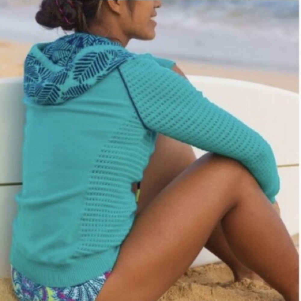 Title Nine Dekker Turquoise Knit Hoodie - Picture 2 of 9